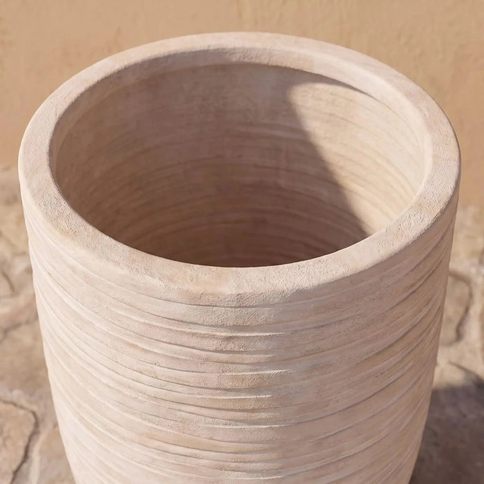 Fibre Stone Pots-Terra Lines 26.5X26.5X45Cm, Multi Color, Artful Pot, Mgo ,For Displaying Flowers, Herbs, Shrubs, Ornamental Plants