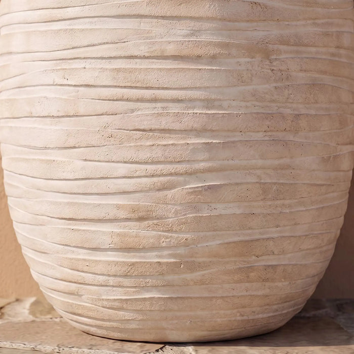 Fibre Stone Pots-Terra Lines 26.5X26.5X45Cm, Multi Color, Artful Pot, Mgo ,For Displaying Flowers, Herbs, Shrubs, Ornamental Plants