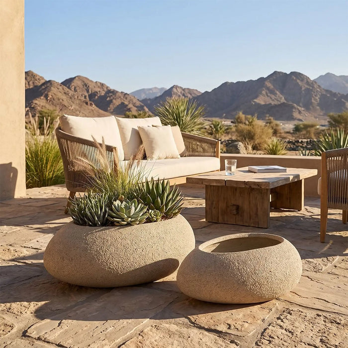 Fibre Stone Pots-Sand Pod 49.5X34.5X19.5Cm, Multi Color, Natural-Looking Pot, Mgo ,For Displaying Flowers, Herbs, Shrubs, Ornamental Plants