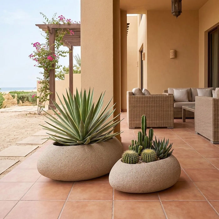 Fibre Stone Pots-Sand Pod 69.5X49X26Cm, Multi Color, Contemporary Pot, Mgo ,For Displaying Flowers, Herbs, Shrubs, Ornamental Plants