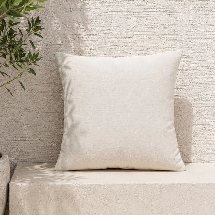 Toss Pillow With Zipper Without Piping 45X45Cm - Solid Buttercup, Beige, Unpiped Toss Pillow, 100% Polyester, For Balcony Seating And Terrace Sofas
