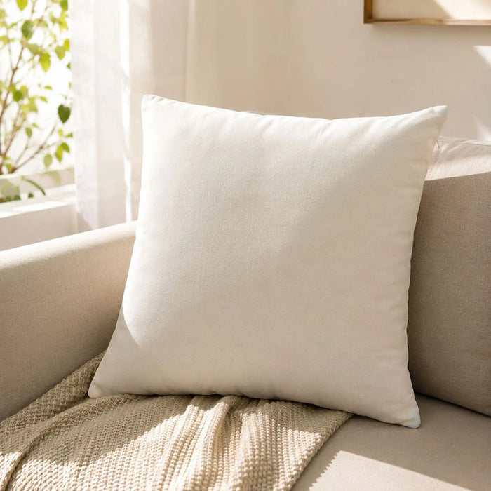 Toss Pillow With Zipper Without Piping 45X45Cm - Solid Buttercup, Beige, Unpiped Toss Pillow, 100% Polyester, For Balcony Seating And Terrace Sofas