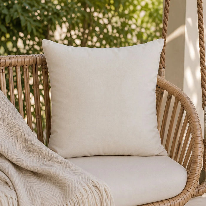 Toss Pillow With Zipper Without Piping 45X45Cm - Solid Buttercup, Beige, Unpiped Toss Pillow, 100% Polyester, For Balcony Seating And Terrace Sofas