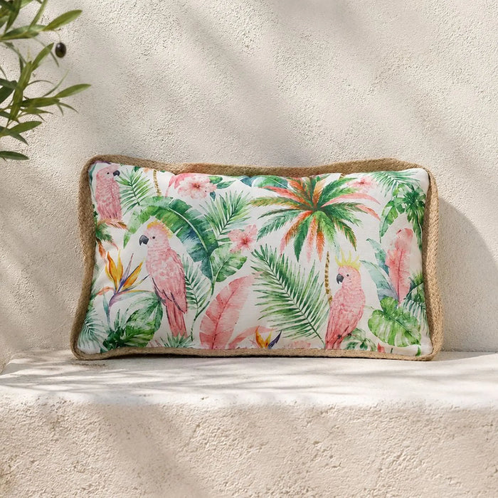 Lumber Pillow With Zipper 30X50Cm - Tropical Murmur, Multicolour, Tropical Lumbar Accent Pillow, 100% Polyester, For Balcony Seating, Garden Benches