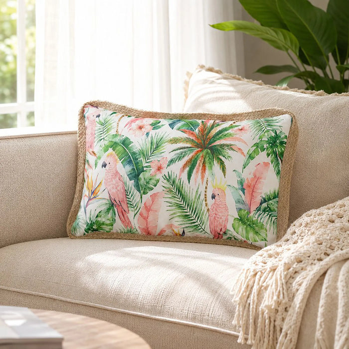 Lumber Pillow With Zipper 30X50Cm - Tropical Murmur, Multicolour, Tropical Lumbar Accent Pillow, 100% Polyester, For Balcony Seating, Garden Benches