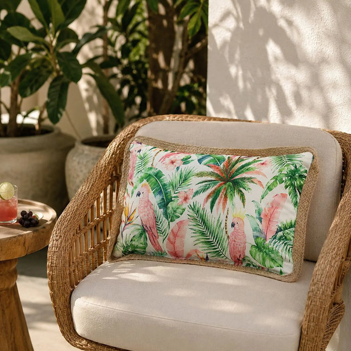 Lumber Pillow With Zipper 30X50Cm - Tropical Murmur, Multicolour, Tropical Lumbar Accent Pillow, 100% Polyester, For Balcony Seating, Garden Benches