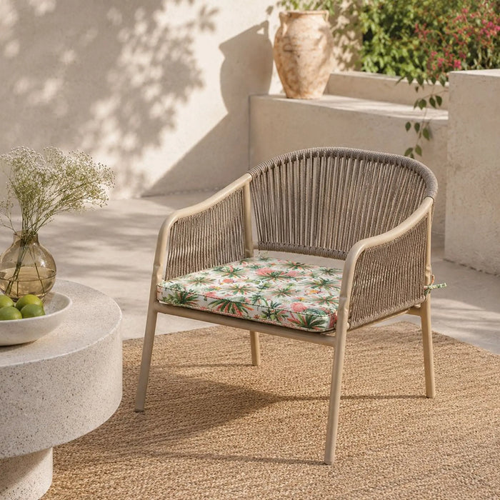 Square Seat Cushion With Zipper 58X58X5Cm - Tropical Murmur, Multicolour, Tropical Square Seat Cushion, 100% Polyester Fabric, For Patio Chairs
