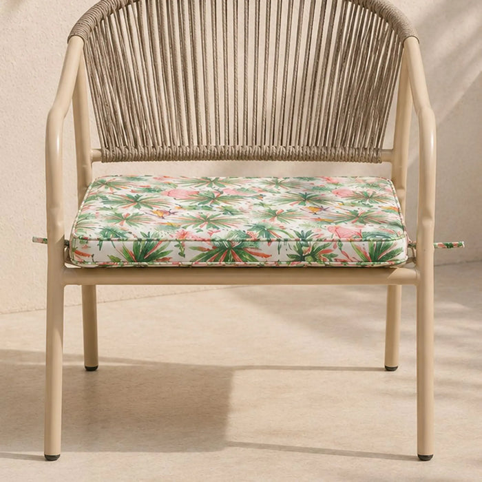 Square Seat Cushion With Zipper 58X58X5Cm - Tropical Murmur, Multicolour, Tropical Square Seat Cushion, 100% Polyester Fabric, For Patio Chairs