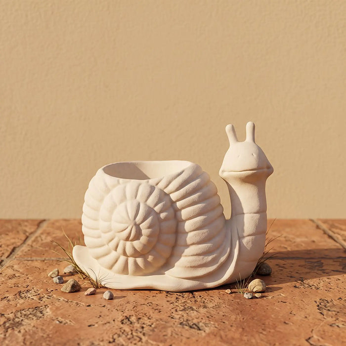 Snail Decor With Light 29.5X18.7X22.5Cm, White, Scenic Decor, Sandstone ,For Enhancing Gardens, Patios, Balconies, Entrances, Pathways, Outdoor