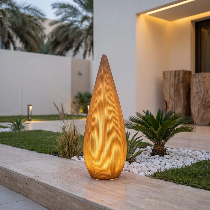 Cone Tree Decorative Light 18.3X38.5 Cm, White, Whimsical Tree, Sandstone ,For Enhancing Gardens, Patios, Balconies, Entrances, Pathways, Outdoor