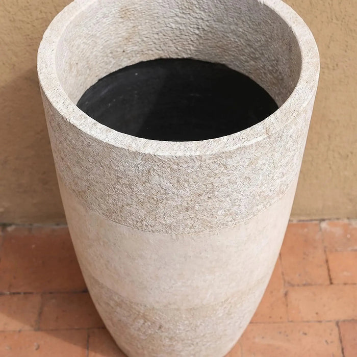 Fibre Clay Pots Horizon - 44X44X78.5 Cm, White, Graceful Pot, Mgo ,For Displaying Flowers, Herbs, Shrubs, Ornamental Plants