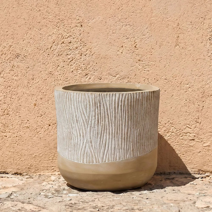 Fibre Clay Pots Sand Drift B - 37X37X35 Cm, Multi Color, Polished Pot, Mgo ,For Displaying Flowers, Herbs, Shrubs, Ornamental Plants