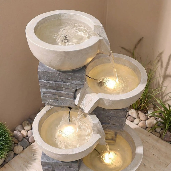 Silver Stream Fountain 53X45X93 Cm, Multi Color, Stylish Fountain, Polyresin ,For Creating Soothing Water Displays In Gardens, Patios, Entrances