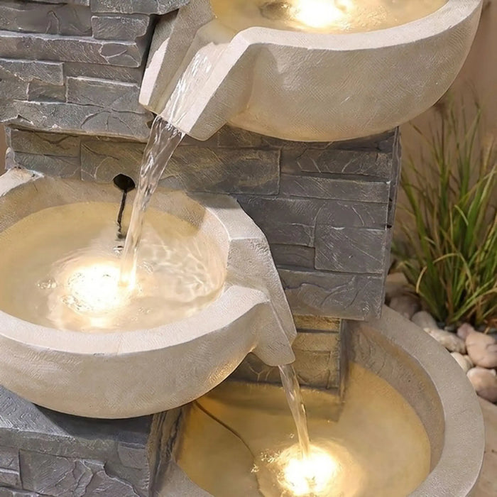 Silver Stream Fountain 53X45X93 Cm, Multi Color, Stylish Fountain, Polyresin ,For Creating Soothing Water Displays In Gardens, Patios, Entrances