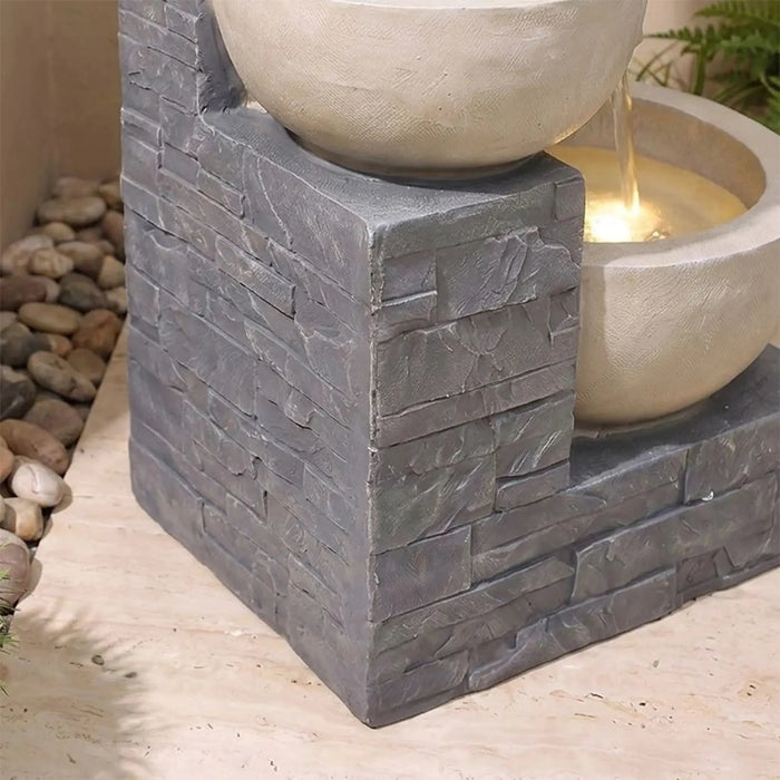 Silver Stream Fountain 53X45X93 Cm, Multi Color, Stylish Fountain, Polyresin ,For Creating Soothing Water Displays In Gardens, Patios, Entrances