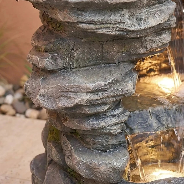 Golden Falls Fountain 53X53X98 Cm, Multi Color, Elegant Fountain, Polyresin ,For Creating Soothing Water Displays In Gardens, Patios, Entrances