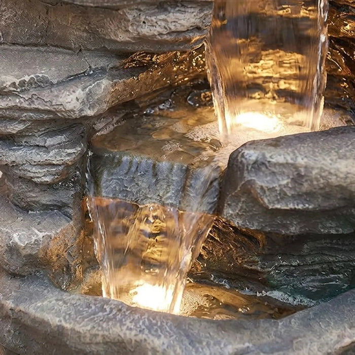 Golden Falls Fountain 53X53X98 Cm, Multi Color, Elegant Fountain, Polyresin ,For Creating Soothing Water Displays In Gardens, Patios, Entrances