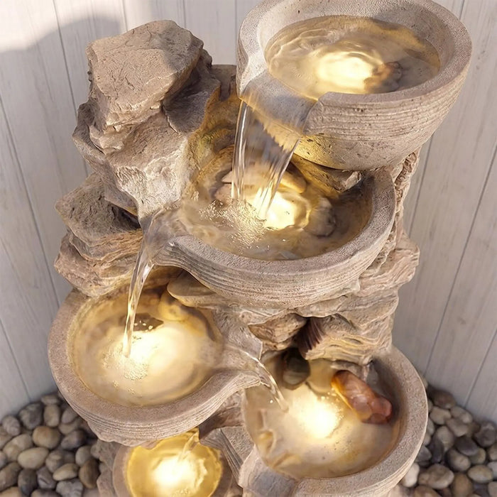 Ancient Vessel Fountain 51X49X102 Cm, Multi Color, Grand Fountain, Polyresin ,For Creating Soothing Water Displays In Gardens, Patios, Entrances