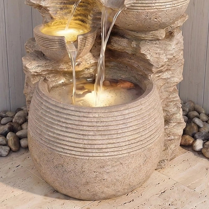 Ancient Vessel Fountain 51X49X102 Cm, Multi Color, Grand Fountain, Polyresin ,For Creating Soothing Water Displays In Gardens, Patios, Entrances