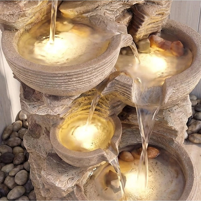 Ancient Vessel Fountain 51X49X102 Cm, Multi Color, Grand Fountain, Polyresin ,For Creating Soothing Water Displays In Gardens, Patios, Entrances