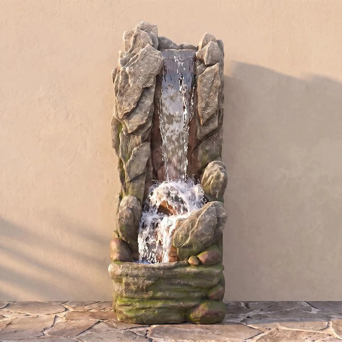 Canyon Falls Fountain - Multi Color, Refined Fountain, Polyresin ,For Creating Soothing Water Displays In Gardens, Patios