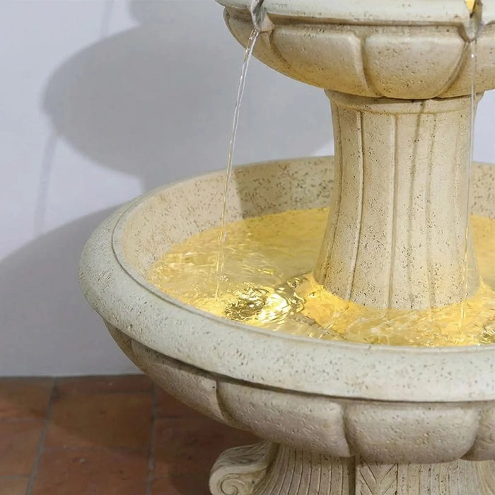 Imperial Two-Tier Lion Head Fountain - Multi Color, Serene Fountain, Polyresin ,For Creating Soothing Water Displays In