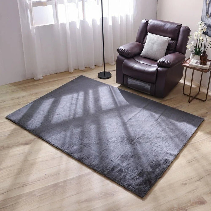 Plush Solid Soft Fur Rugs 80X150 Dark Grey