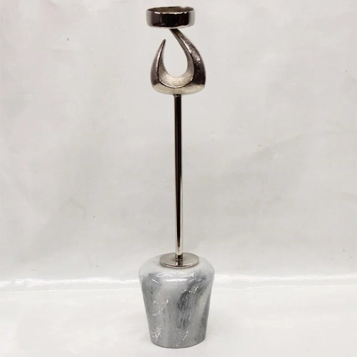 Nourhan T-Light Holder Big White Silver 8X8X38 Cm