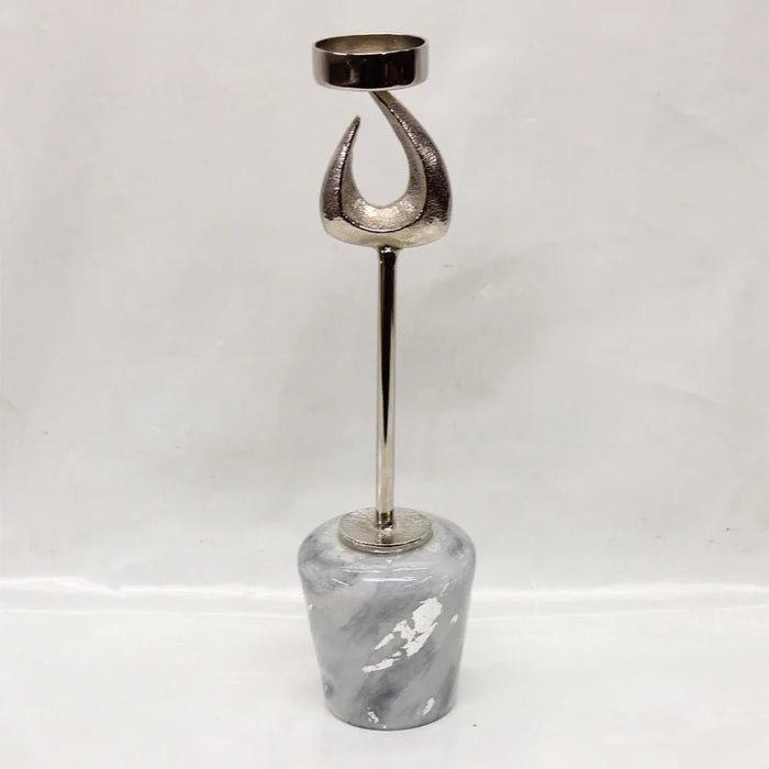 Nourhan T-Light Holder Small White Silver 8X8X33 Cm
