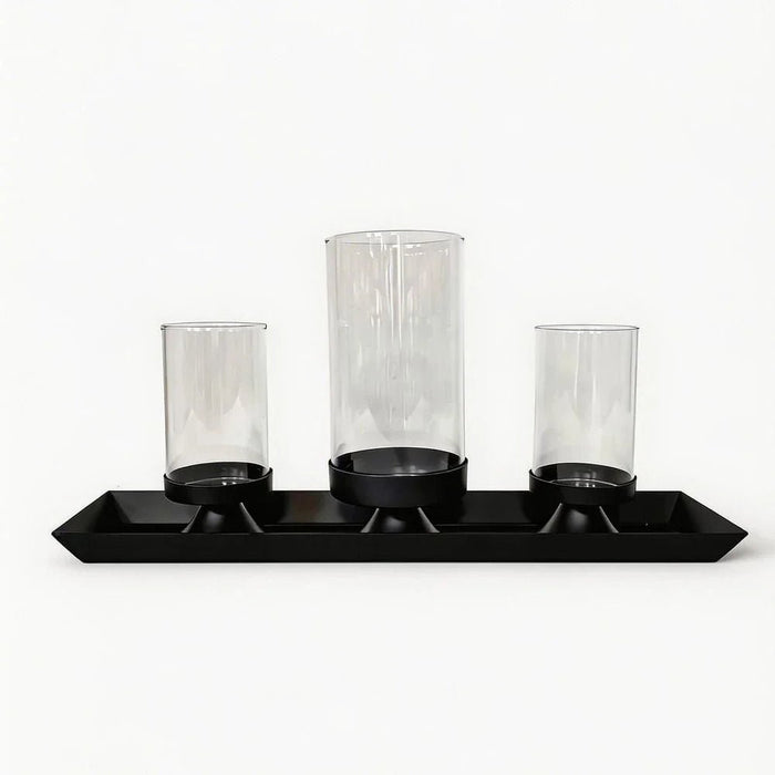 Mirabella Metal Candle Holder 37.5X9X18 cm -Black