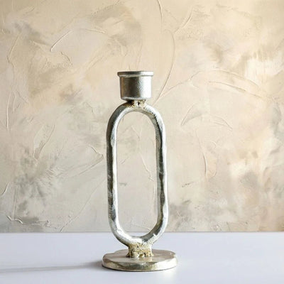 Mirabella Metal Candle Holder 7.5X7.5X18.5 cm -Chrome