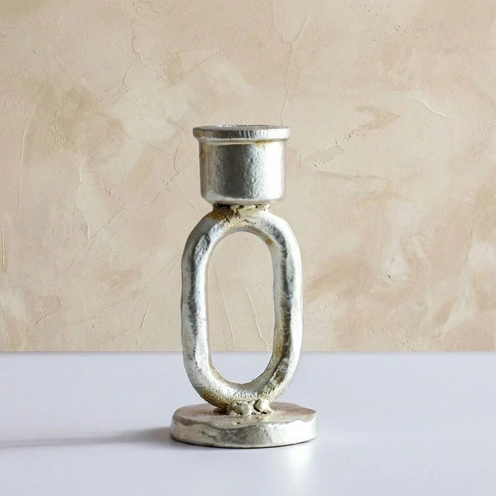 Mirabella Metal Candle Holder 5.5X5.5X12 cm -Chrome