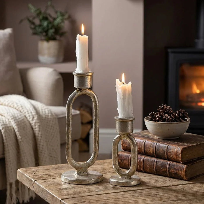 Mirabella Metal Candle Holder 5.5X5.5X12 cm -Chrome