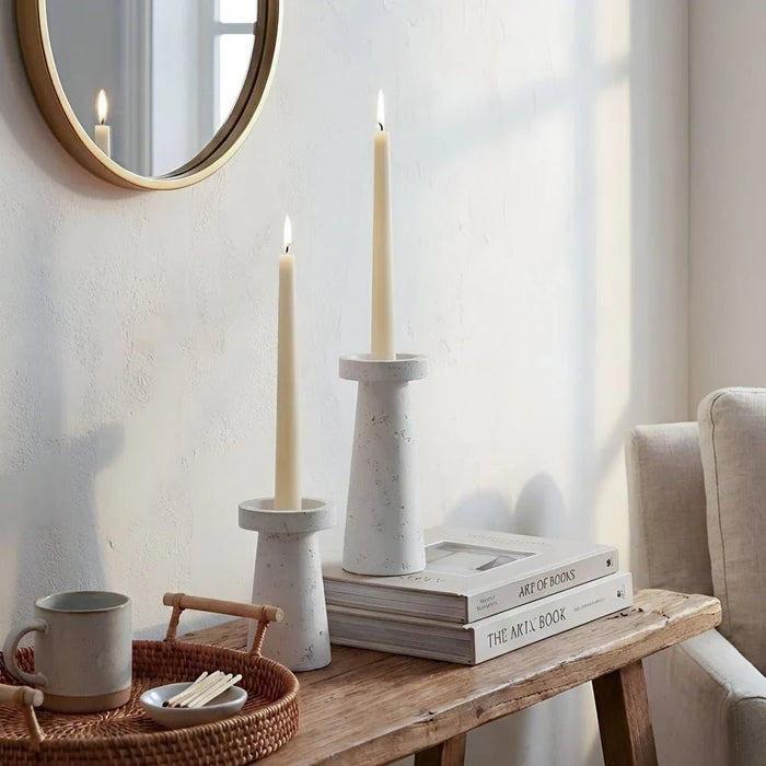 Mirabella Polyresin Candle Holder 12.7X12.7X30.5 cm -White