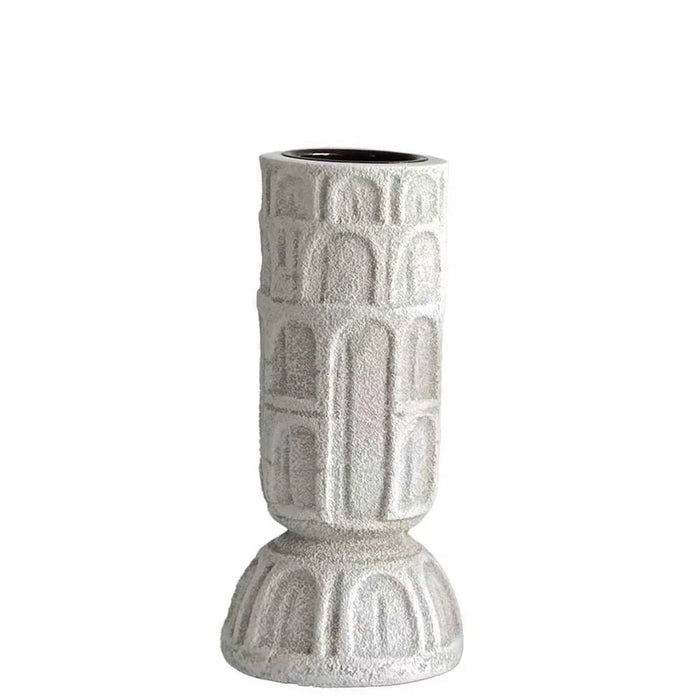 Mirabella Polyresin Candle Holder 8X8X16 cm -Grey
