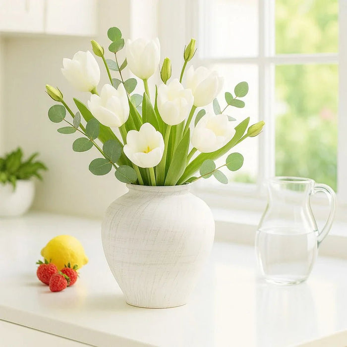 Euphoria Terracota Bouquet Vase Antique White 28X28X30.5Cm