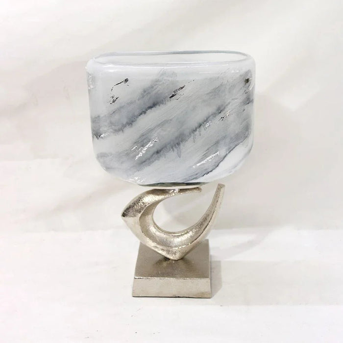 Nourhan Vase White Silver 20X11X31.5 Cm