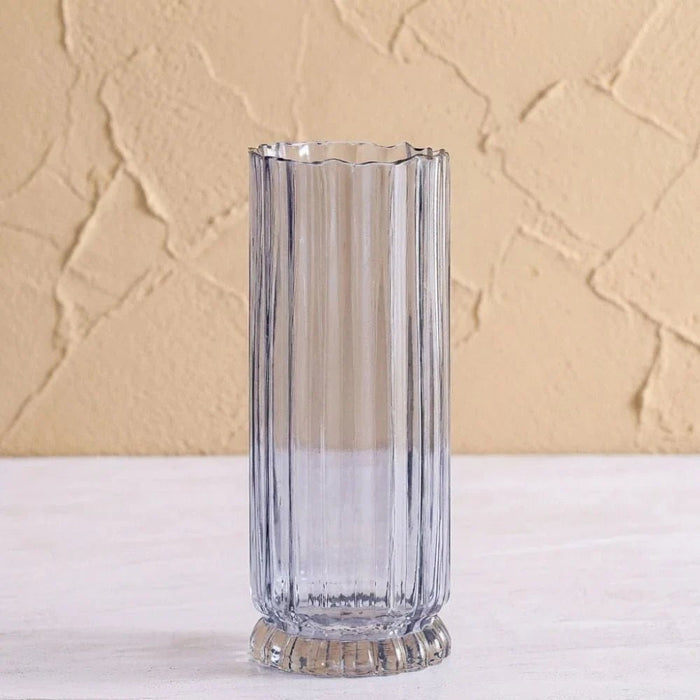 Mirabella Glass Vase 10X10X25.5 cm -Grey