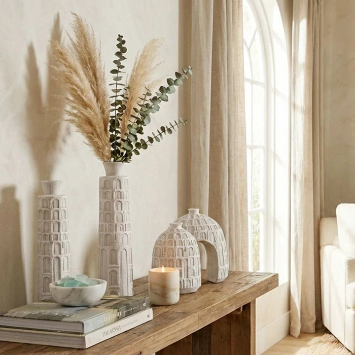 Mirabella Polyresin Vase 16X16X58 cm -Grey