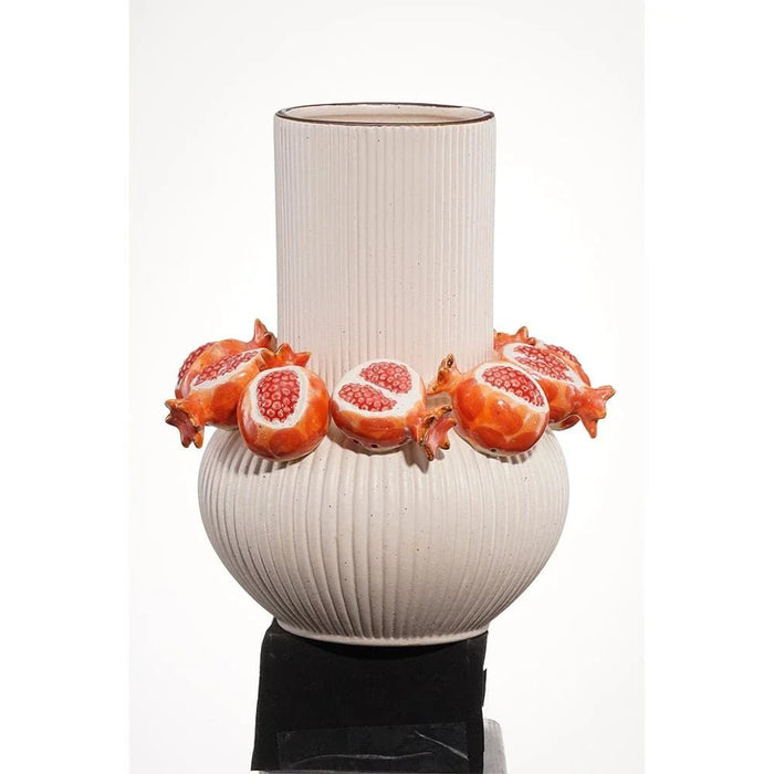 Cerelia Pomegranate Vase 25.2X25.200X3001Cm -Cream/Red