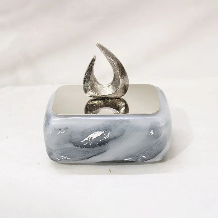Nourhan Trinket Jar White Silver 17X10X16.5 Cm