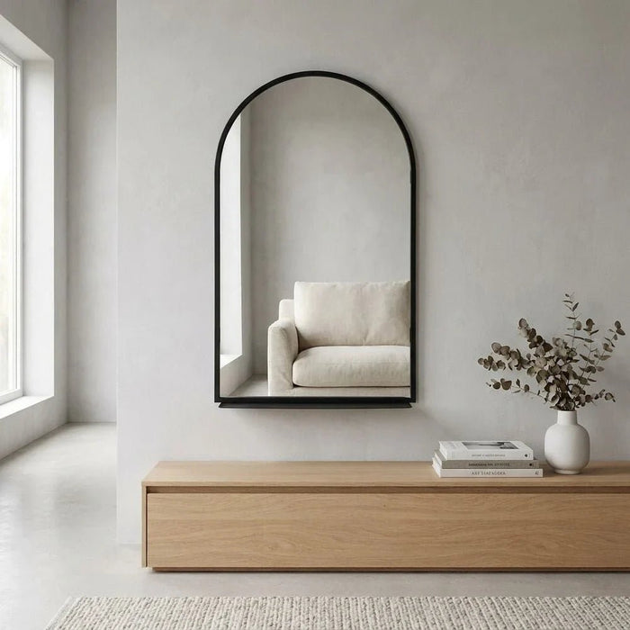 Zenora Metal Wall Mirror With Shelf 72X42.2X2Cm Black