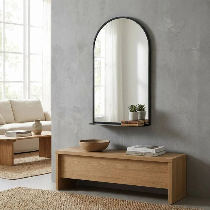 Zenora Metal Wall Mirror With Shelf 72X42.2X2Cm Black