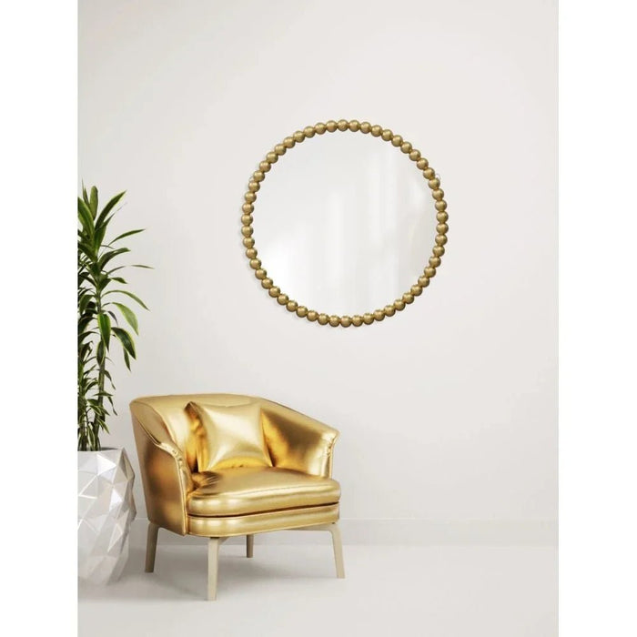 Zenora Bead Round Mirror 80X80X3Cm Gold