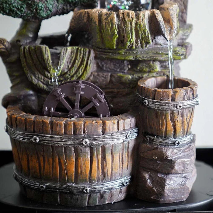 Geomantic Fountain with Colored Light 22x15x29cm Brown 7130094L