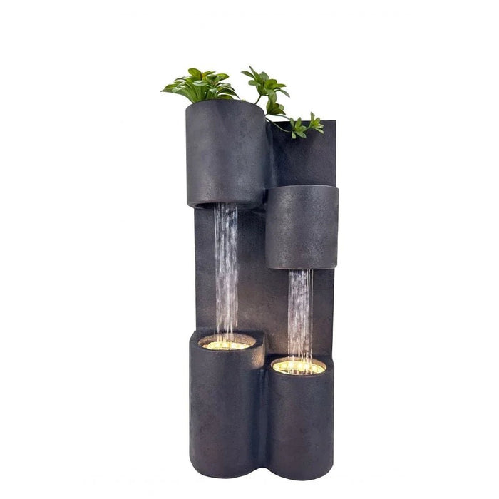 Stalaca Modern Fountain with LED Yellow strips 26x20x60cm Black