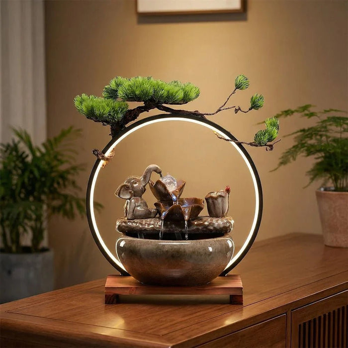 Stalaca Elephant Fountain with Rolling Ball & LED Yellow strip 40x27x41cm Brown