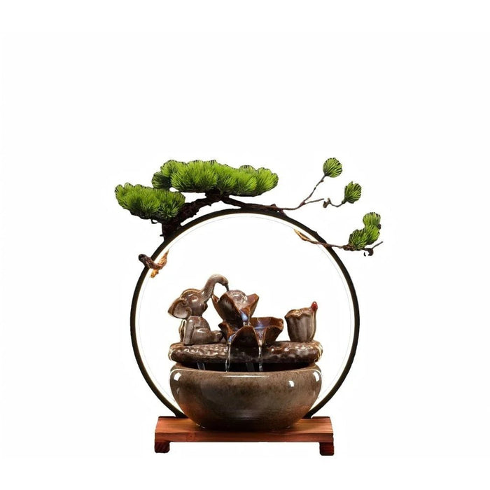Stalaca Elephant Fountain with Rolling Ball & LED Yellow strip 40x27x41cm Brown