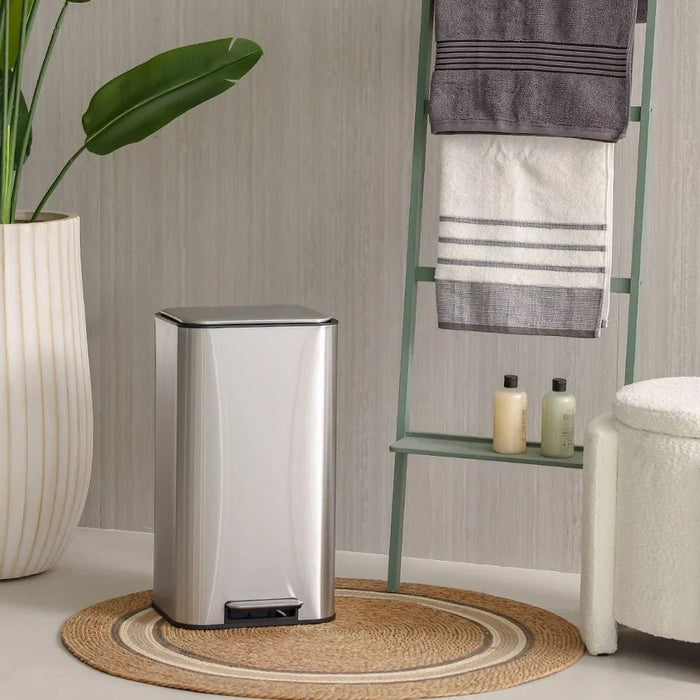 Falcon 30L Stainless Steel Pedal Bin,Soft Close,Stainless Steel Matte Finish 32.5 X 31.8 X 61.9 CM SK19007B-002