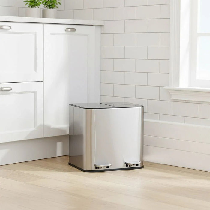 Orchid SS 10L Rect Dual Bin With Soft Close